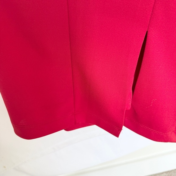 NWT!! Neiman Marcus Women's Red V-Neck Cap Sleeve Midi Dress Size L Gold Zipper - Picture 13 of 16